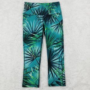 DSG Womens Performance Capri Leggings Multicolor Palm High Rise Mid‎ Calf XS New
